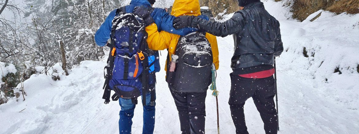 Hikers in snow