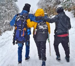Hikers in snow