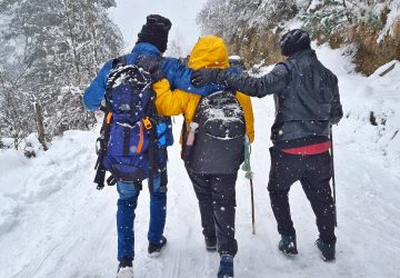 Hikers in snow